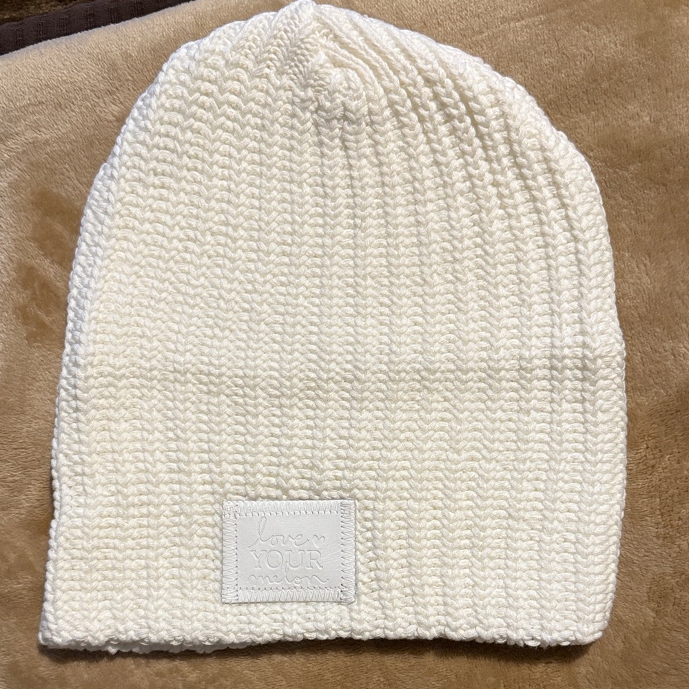 Love Your Melon Kids White Knit Beanie